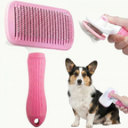 brosse de toilettage chien et chat, picots inclinés, nettoyage facile, rose bleu ou gris
