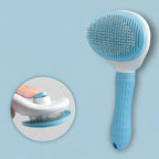 brosse de toilettage chien et chat, picots inclinés, nettoyage facile, rose bleu ou gris