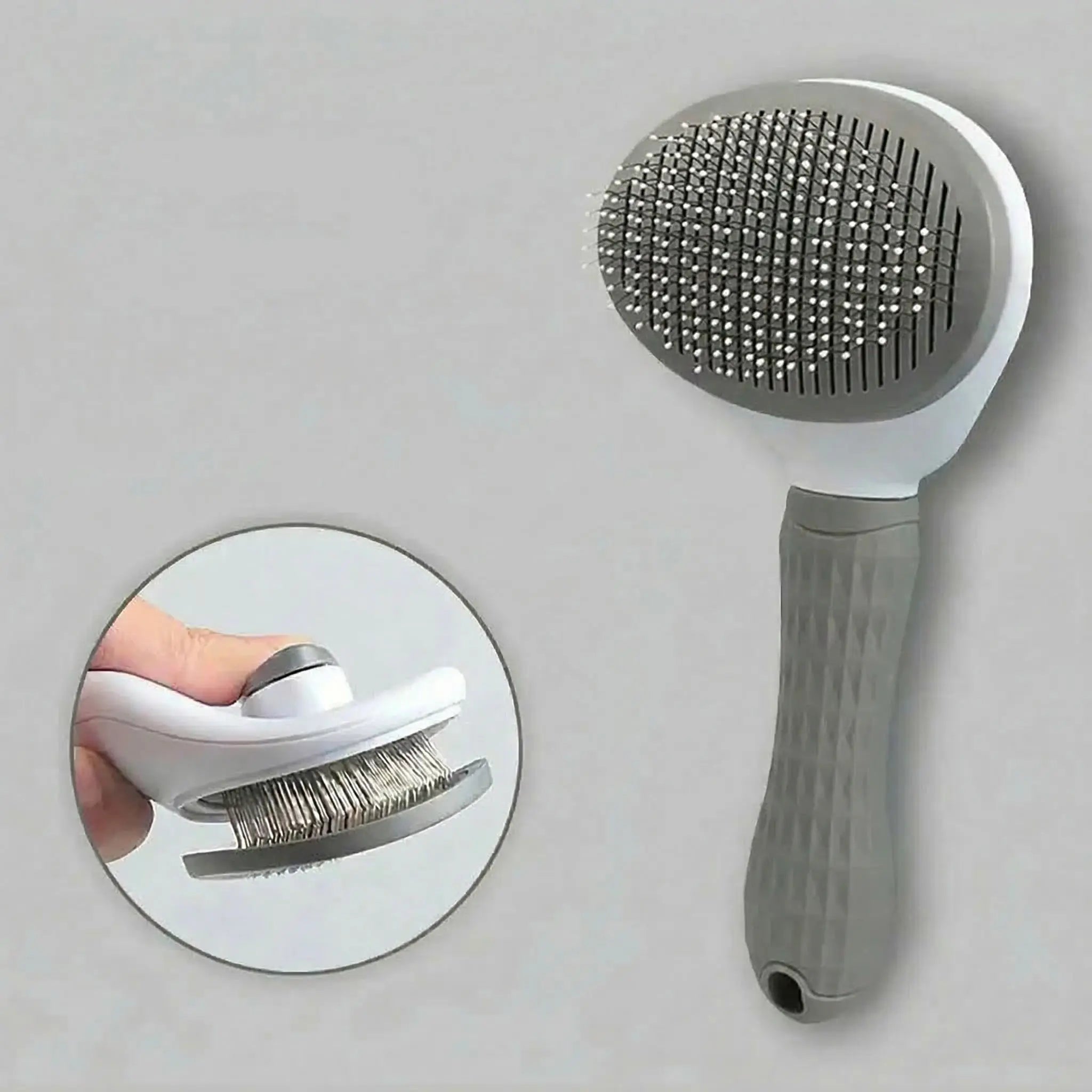 brosse de toilettage chien et chat, picots inclinés, nettoyage facile, rose bleu ou gris