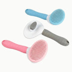 brosse de toilettage chien et chat, picots inclinés, nettoyage facile, rose bleu ou gris