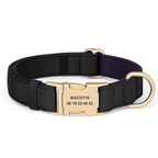 Collier pour chien en nylon noir avec gravure personnalisée du nom