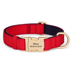 Collier pour chien en nylon rouge avec gravure personnalisée du nom