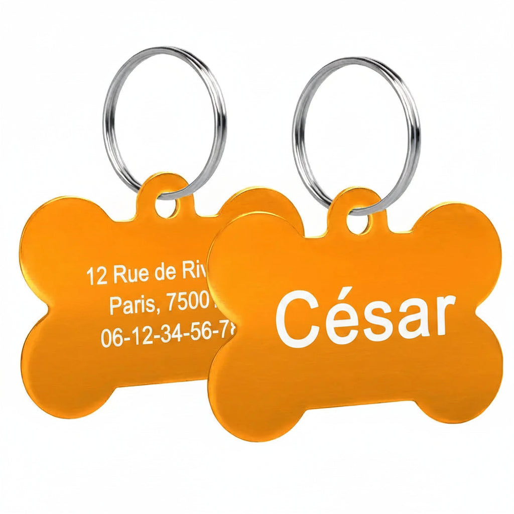médailles d'identification gravables pour chien de couleur orange